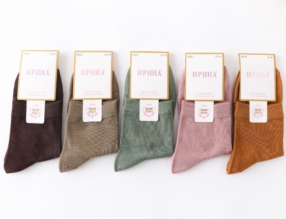 Носки женские тонкие “Ирина” №D021, 022, 023 укороченный, однотонные (10 пар)