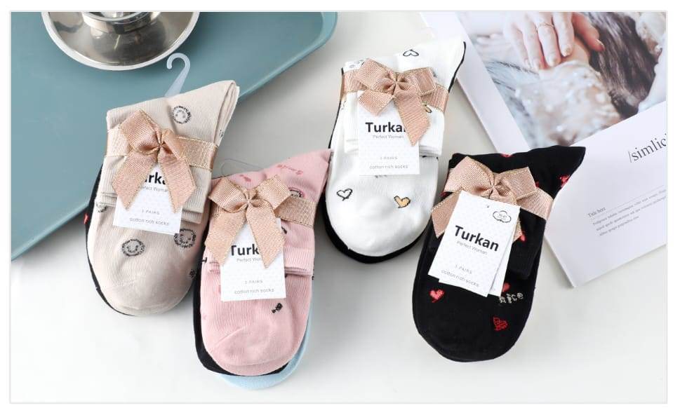 Носки женские тонкие “Turkan” №6687, 6689, 6680 с бантиком (12 пар)
