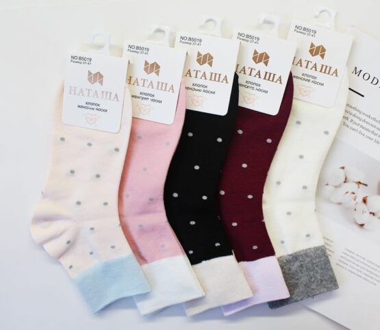 Носки женские тонкие “Наташа” №5019 горошек (10 пар)