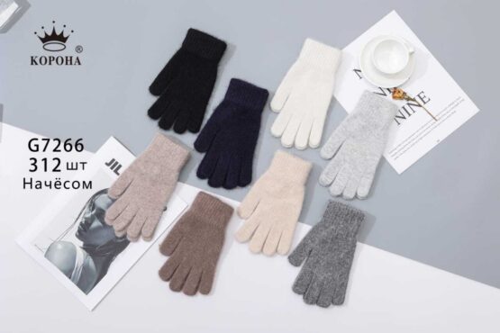 Перчатки женские “Корона” №G7266, 7625 однотонные, ангора (12 пар)
