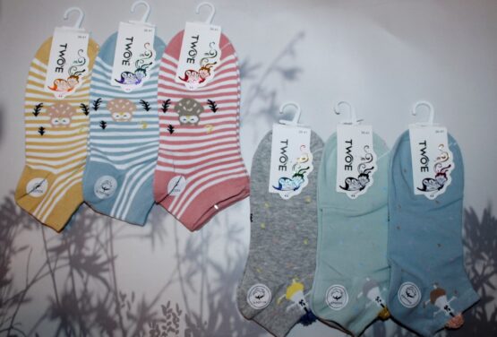 Носки женские короткие “Two’e” №WGE02, 04, 05, 06 рисунок (12 пар)