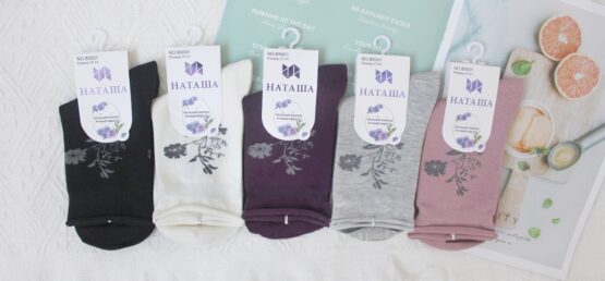 Носки женские тонкие “Наташа” №В5001 без резинки, цветы (10 пар)