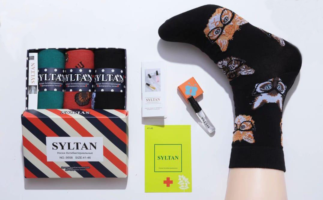Носки мужские тонкие “Syltan” №9558 с рисунком (3 пары)