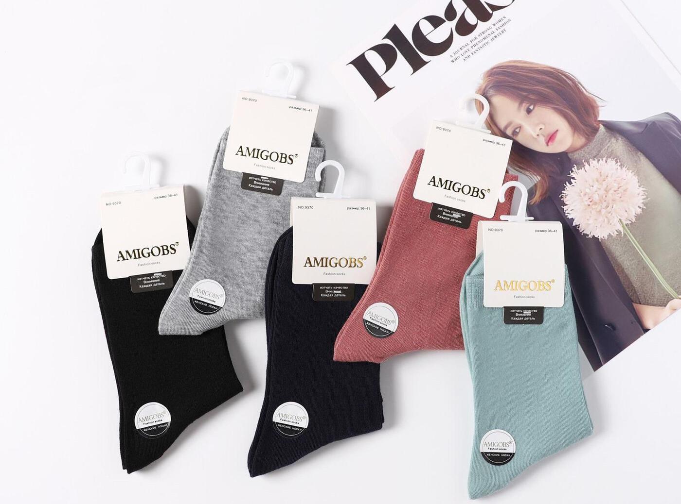 Носки женские тонкие “Amigobs” №9309, 9363, 9370 однотонные (10 пар)