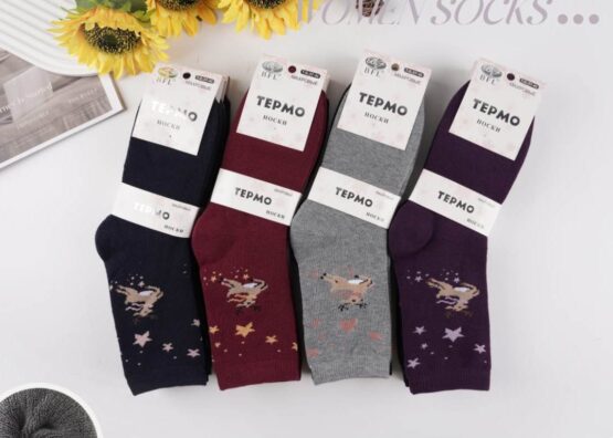 Носки женские теплые “BFL-махровые, 3 пары” №НВ с рисунком (12 пар)