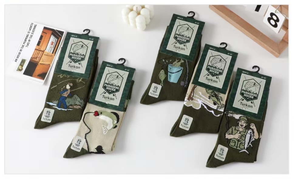 Носки мужские тонкие “Turkan” №9514 рыбалка (10 пар)