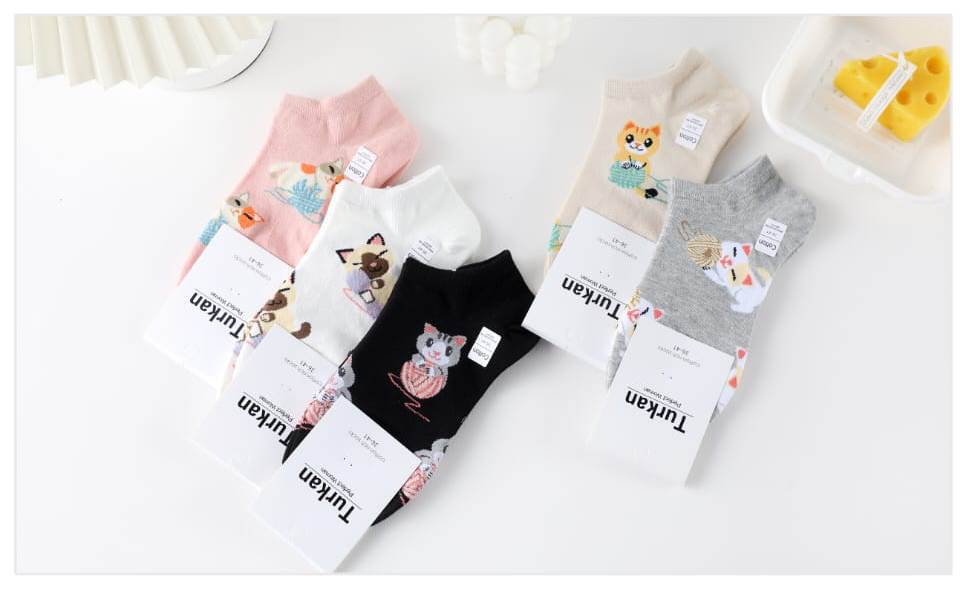 Носки женские короткие “Turkan” №61006 котик с клубком (10 пар)