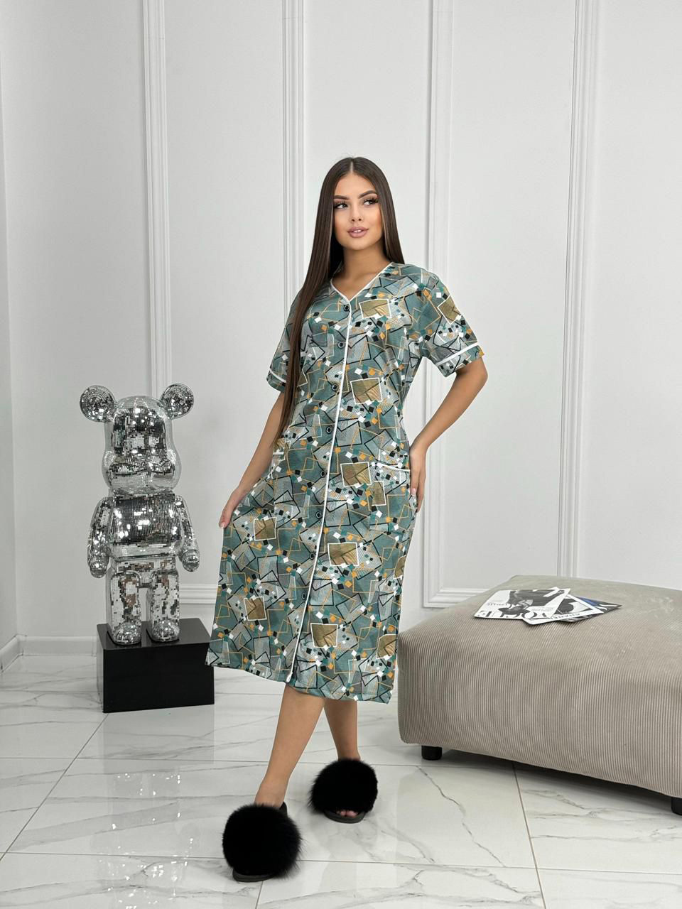 Халат женский “Davr-M” на пуговицах (52-62)