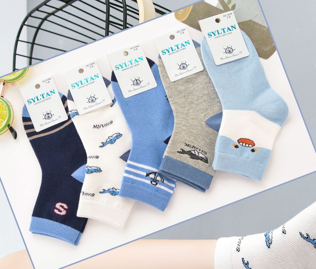 Носки детские тонкие “Syltan” №3968 (3-4, 5-6, 7-8) морские (10 пар)