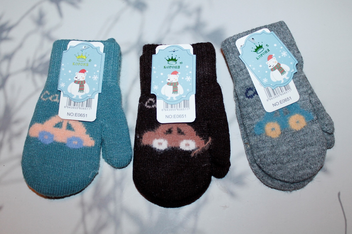 Рукавички детские “Корона” №0651 машинка (12 пар)