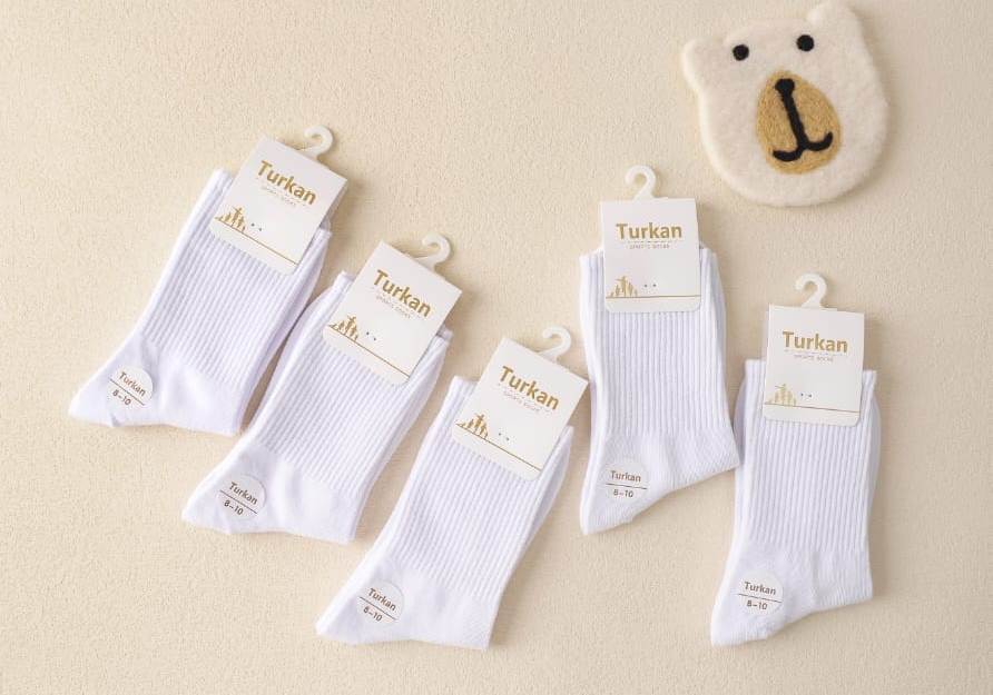 Носки детские тонкие “Turkan” №429 (6-8, 8-10, 10-12) белые (10 пар)