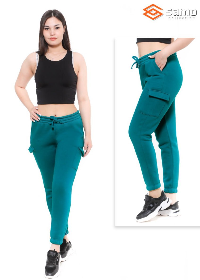 Брюки женские “Samo” №WT0110N (M-3XL) начес, накладные карманы, резинка