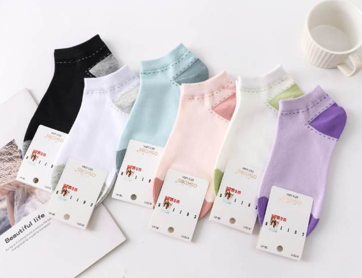 Носки женские короткие “Osko” №1511 цветная пятка (12 пар)