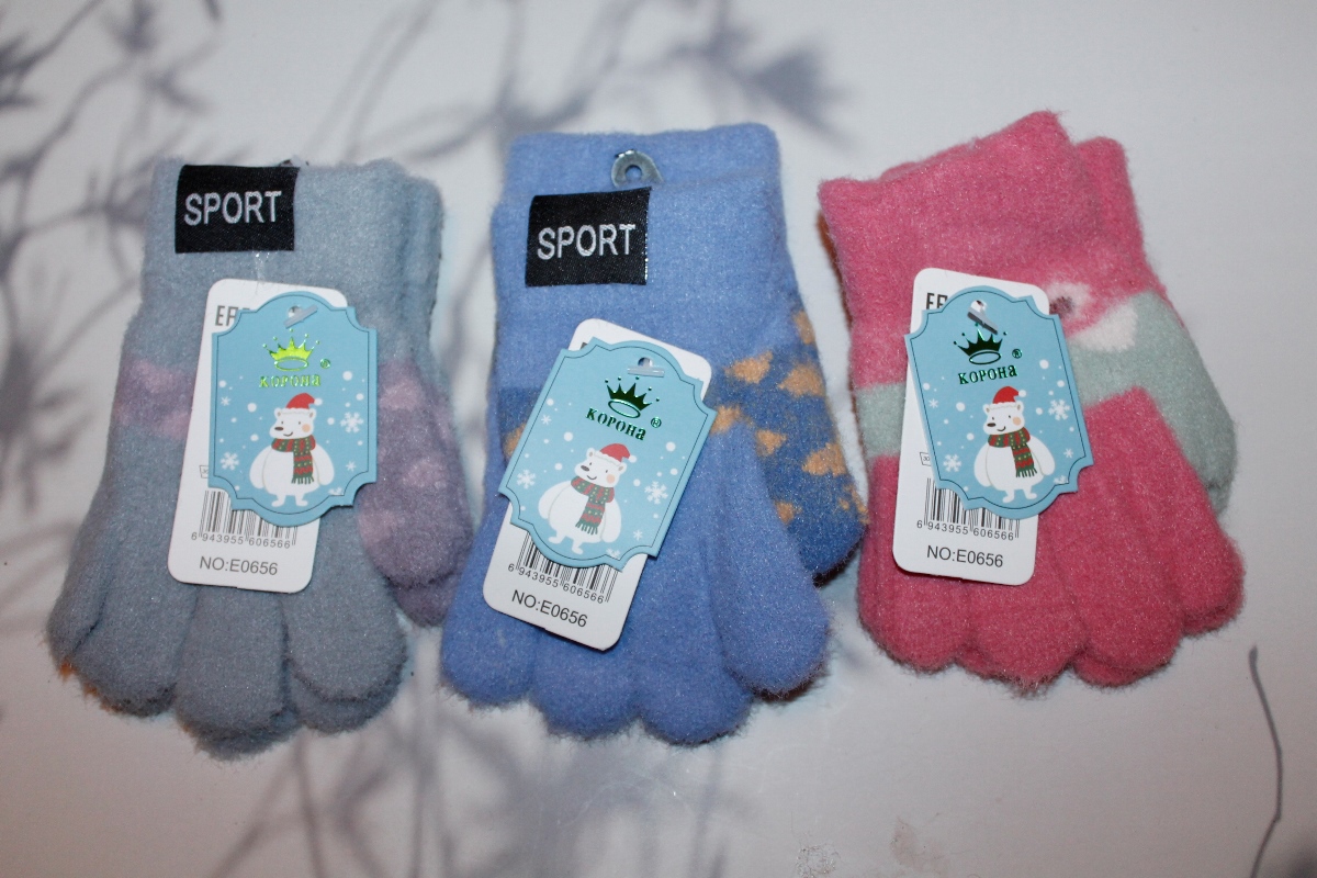 Перчатки детские “Корона” №Е0656, 0507 мягкие (12 пар)