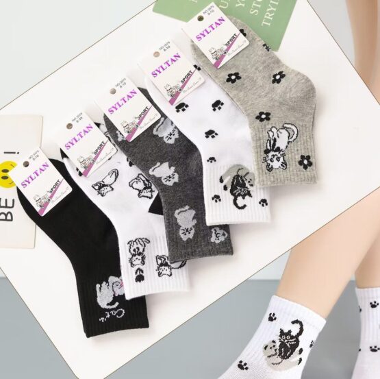 Носки детские тонкие “Syltan” №3979 (6-8, 8-10, 10-12) котик (10 пар)
