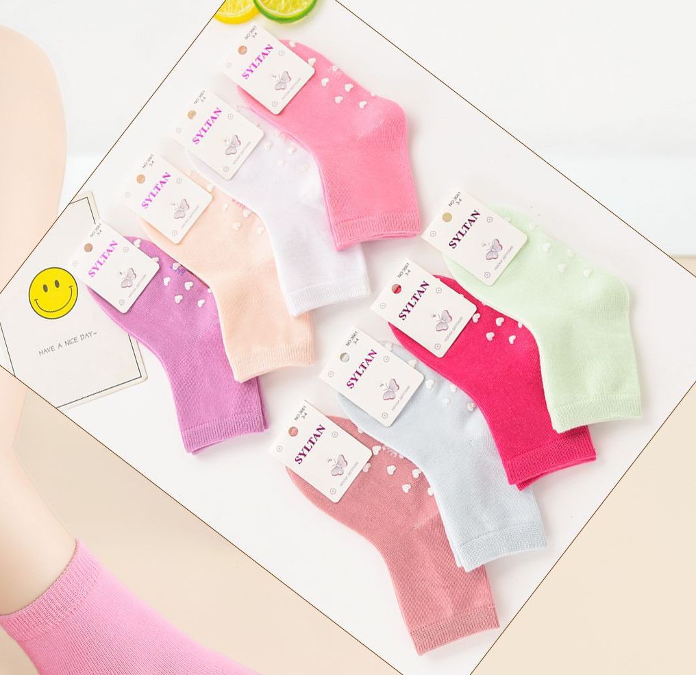 Носки детские тонкие “Syltan” №3673, 3661 (1-2, 2-3, 3-4) с тормозами, однотонные, мальчик или девочка (10 пар)