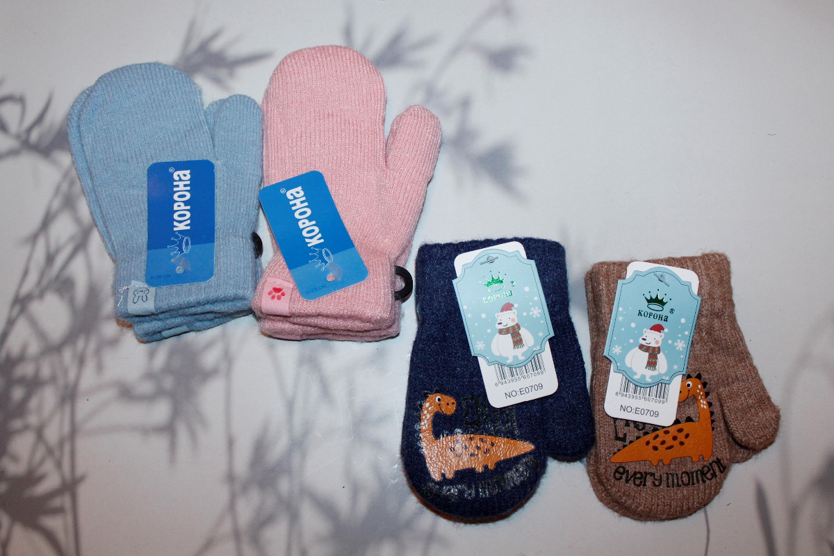 Рукавички детские “Корона” №Е5142, 0709 тонкие (12 пар)