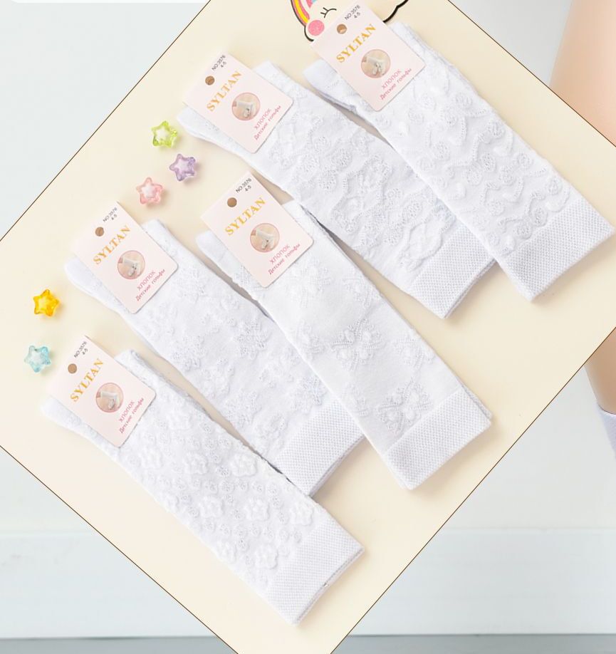 Гольфы детские тонкие “Syltan” №3576 (2-8) набивной рисунок (12 пар)