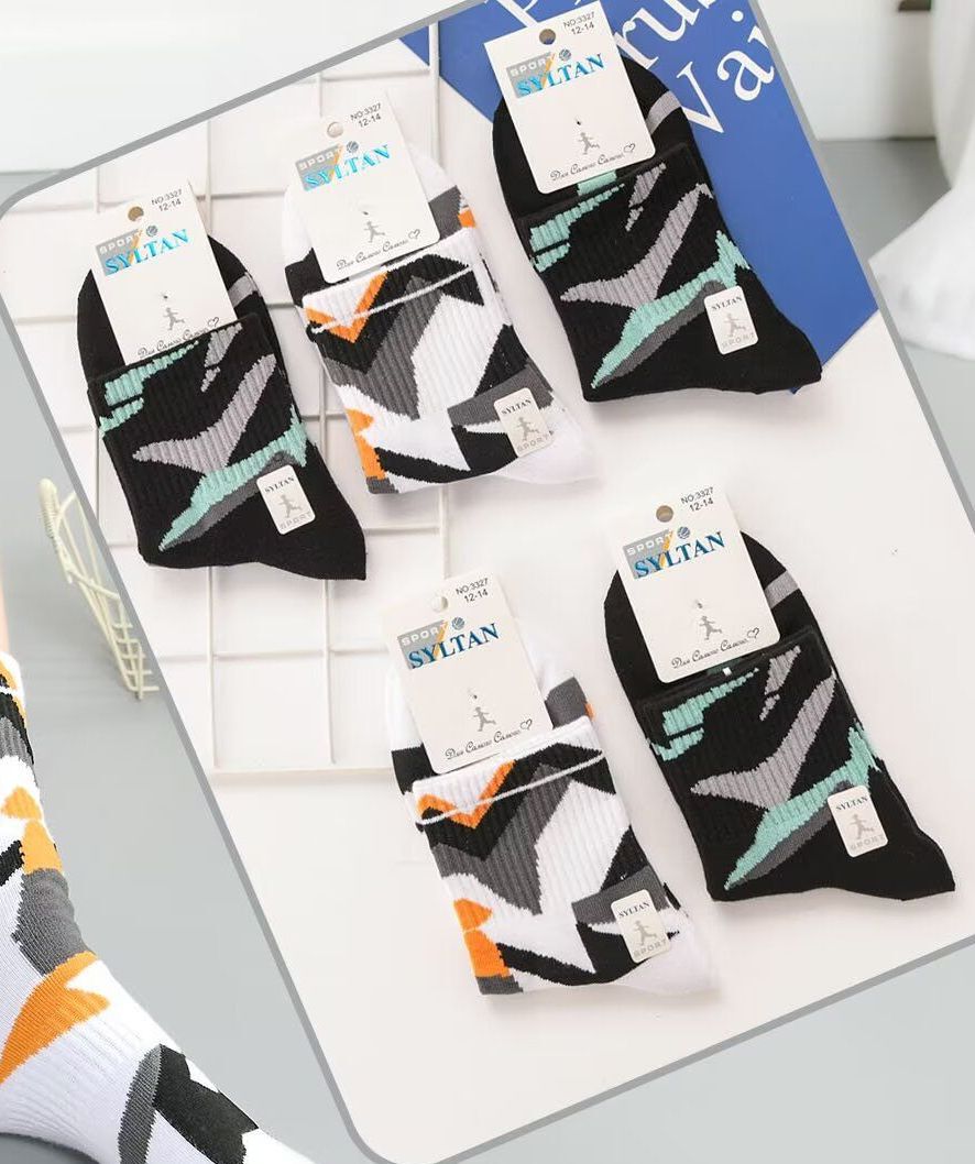 Носки детские тонкие “Syltan” №3327 (8-10, 10-12, 12-14) геометрия (10 пар)