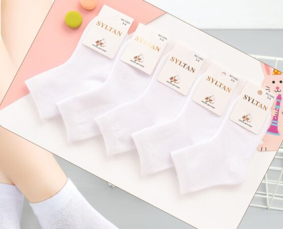 Носки детские тонкие “Syltan” №3365 (3-4, 5-6, 7-8) белые (10 пар)