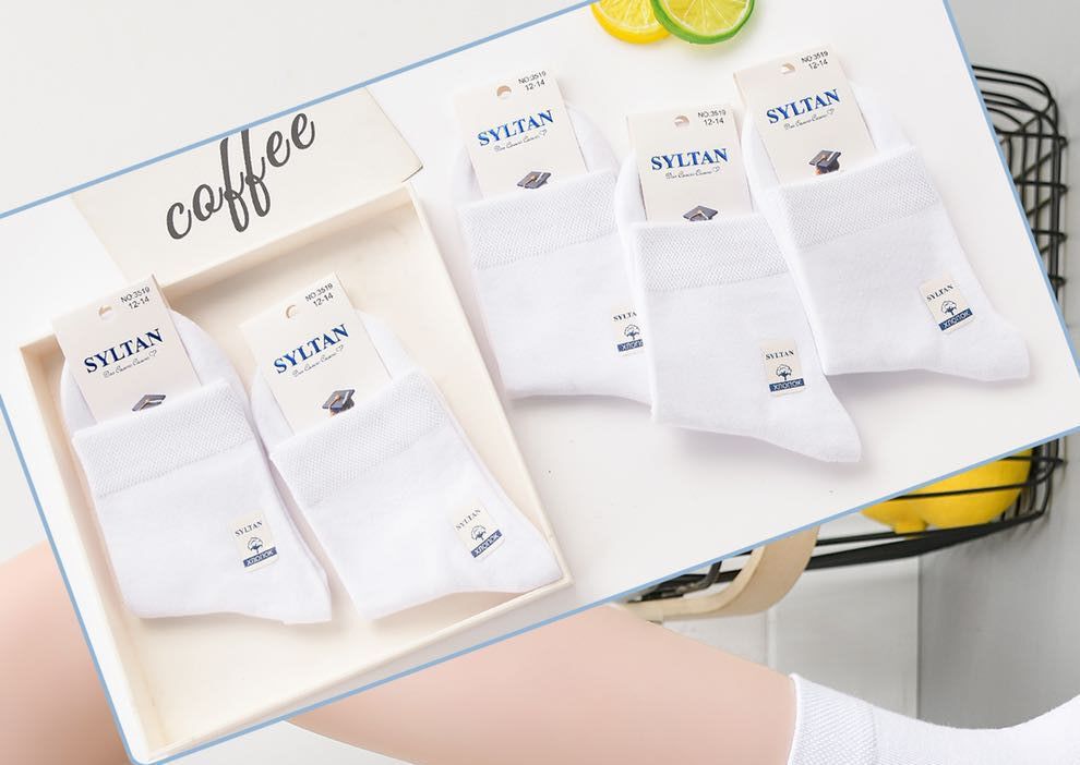 Носки детские тонкие “Syltan” №3519 (8-10, 10-12, 12-14) белые (10 пар)