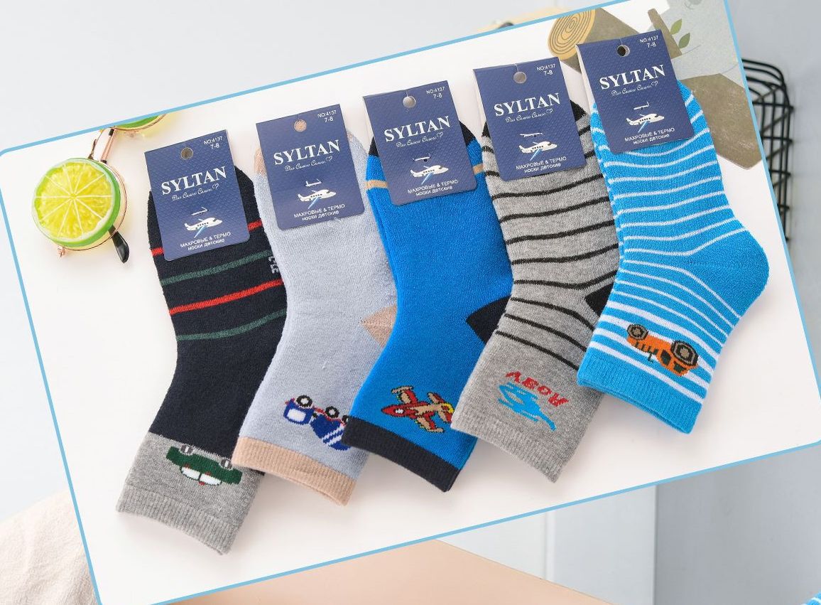 Носки детские теплые “Syltan” №4137 (3-4, 5-6, 7-8) махровые (10 пар)