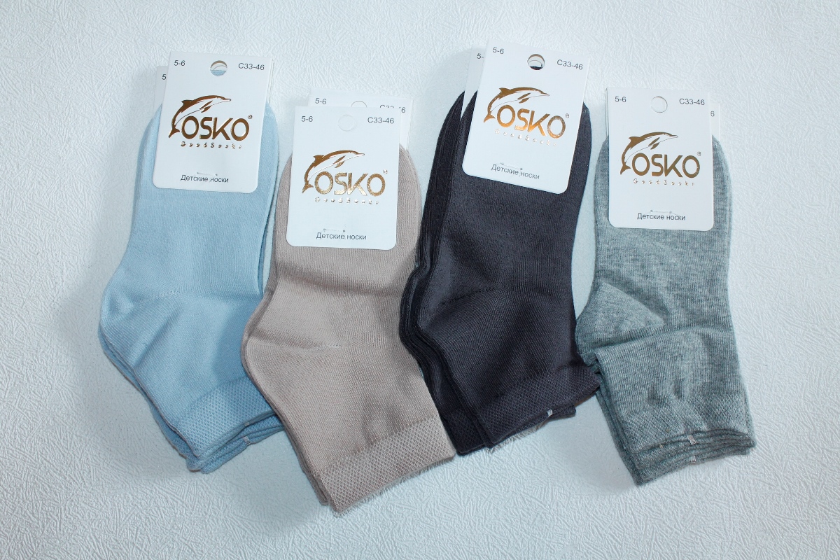Носки детские тонкие “Osko” №3348 (3-4, 5-6, 7-8) (12 пар) однотонные, мальчик