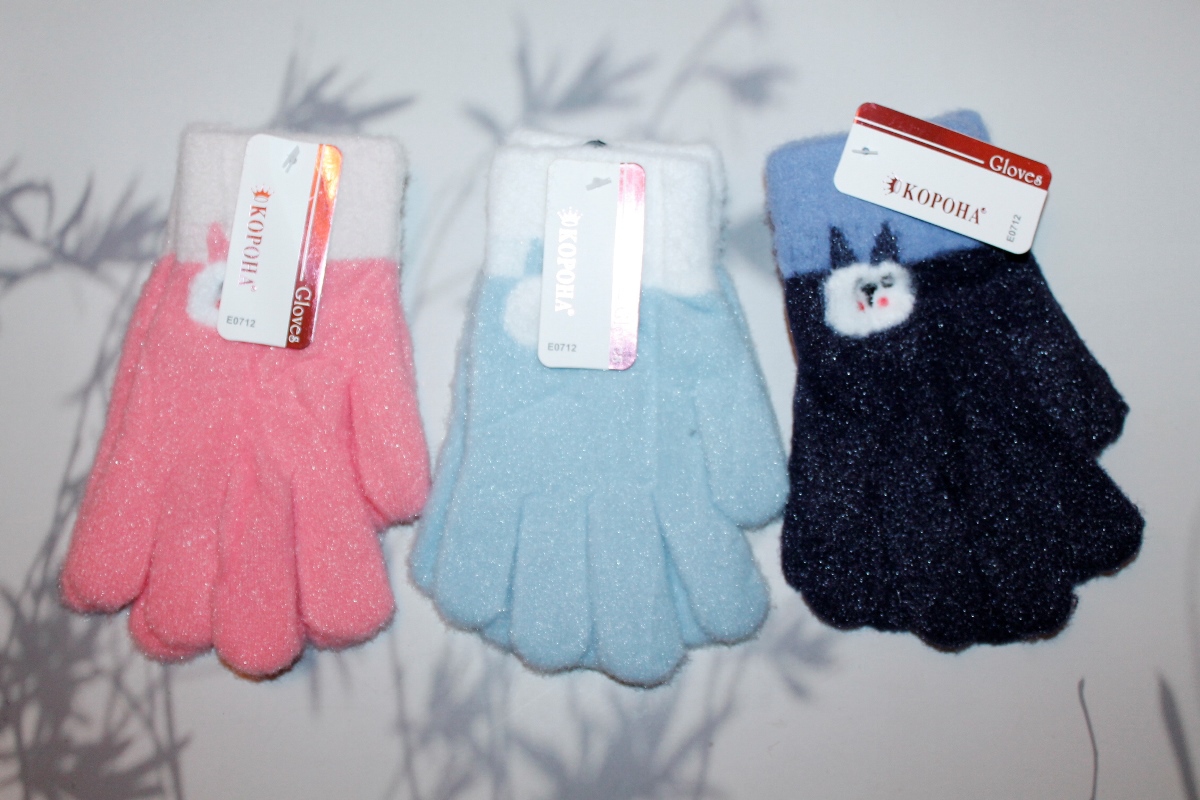 Перчатки детские “Корона” №Е5053, 0712 с блеском (12 пар)