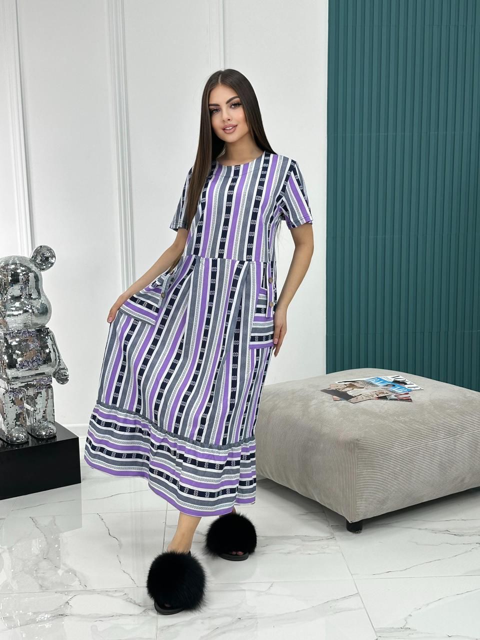 Туника женская “Орхидея” (50-60) полоска, орнамент