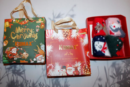 Носки детские теплые “Komax” №ГОД2 (S, M, L) коробка 4 пары