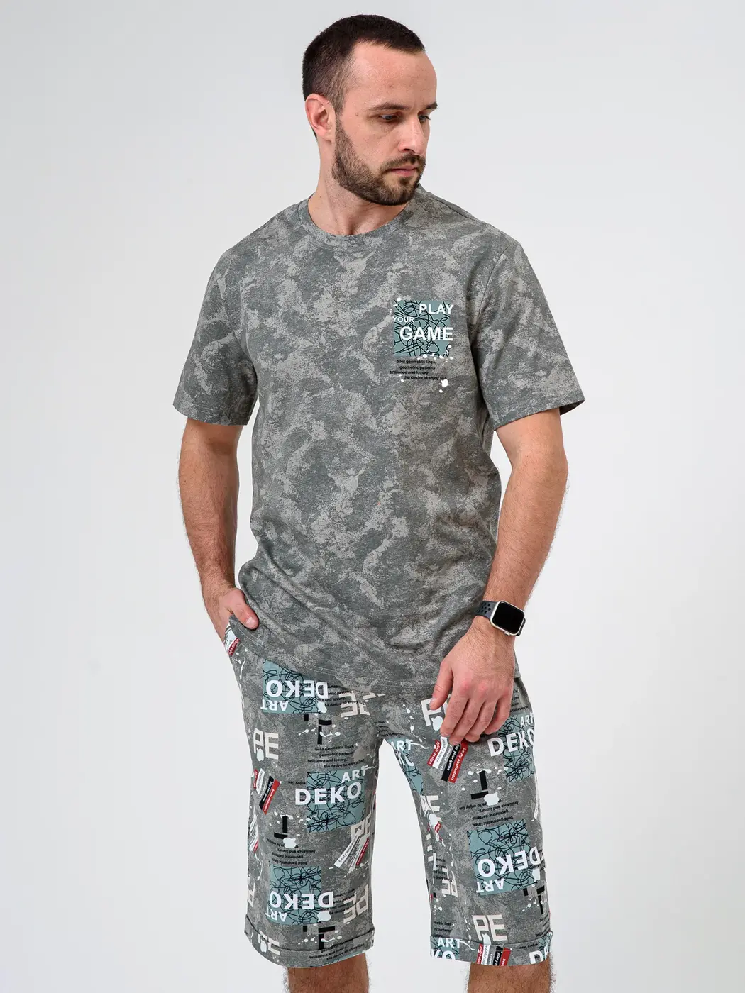 Комплект мужской “Оптима. Техно” №2326 (48-58) футболка и бриджи