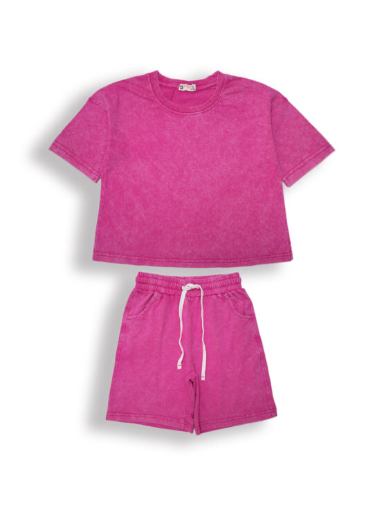 Комплект детский “Bonito” №1949 (8-12 лет) для девочки, футболка и шорты, цвет варенка